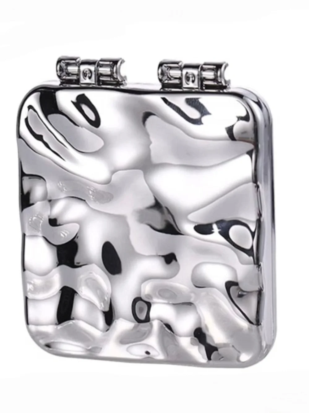 Electroplated Foldable Compact Mirror in Silver BNIB